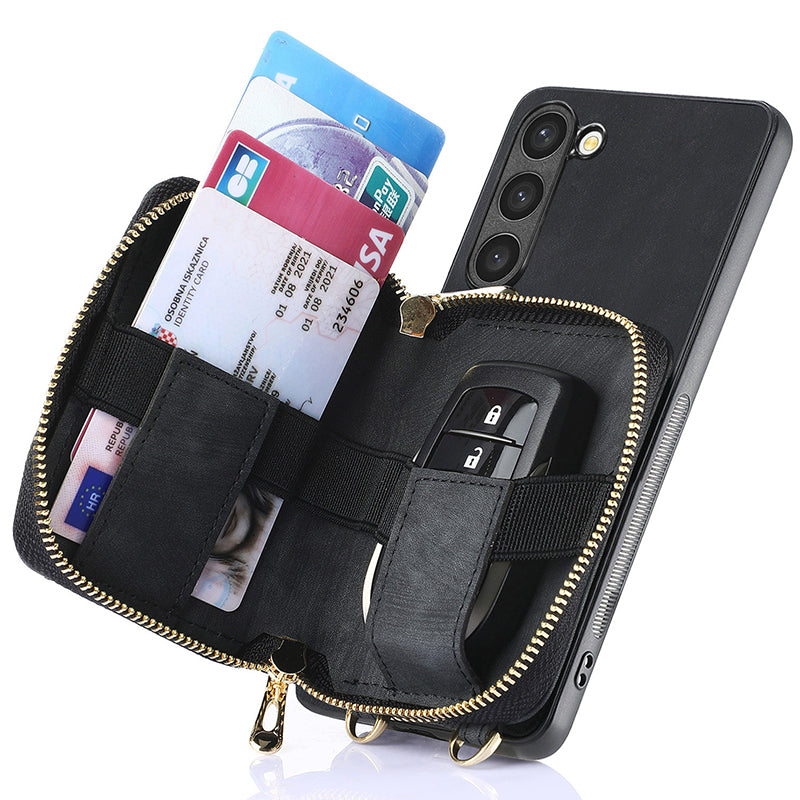 For Samsung Galaxy S23 Zipper Wallet Kickstand Phone Case PU Leather PC TPU Cover with Lanyard For Samsung Galaxy S23 Zipper Wallet Kickstand Phone Case PU Leather PC TPU Cover with Lanyard